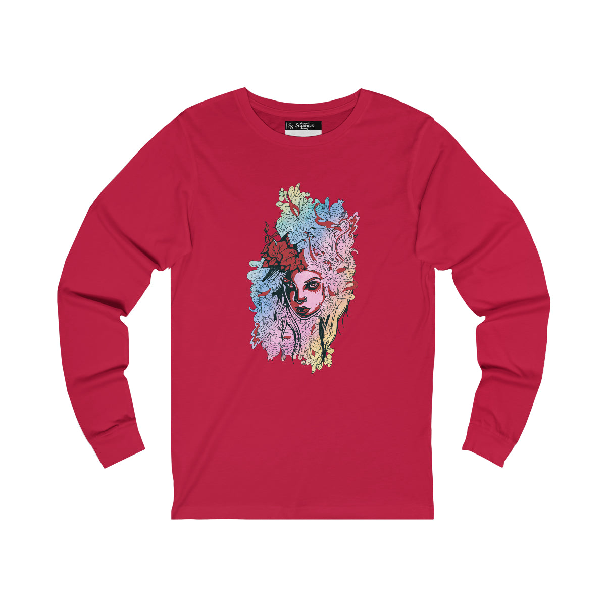 Ladies Long Sleeve Pink Flowerbead Tee