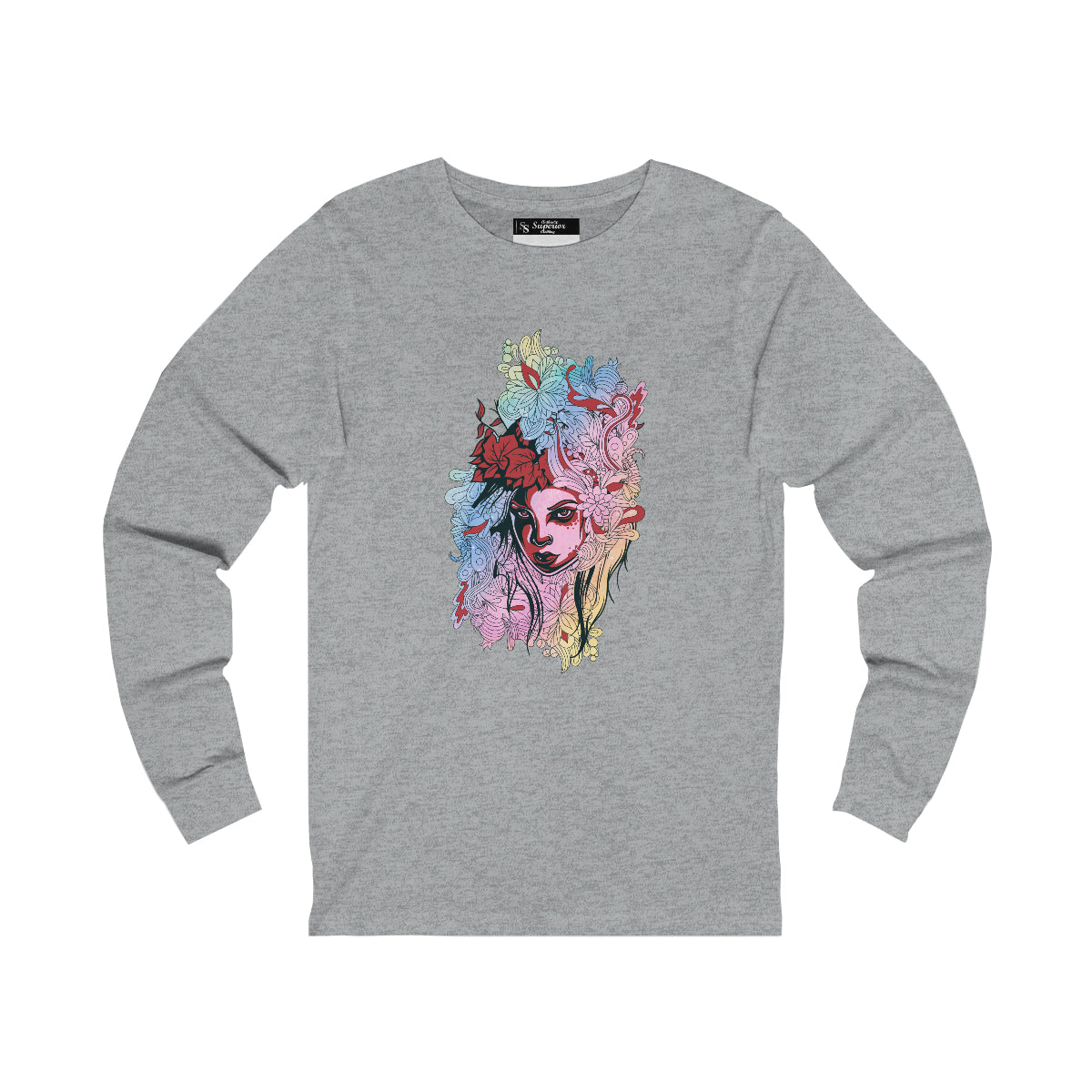 Ladies Long Sleeve Pink Flowerbead Tee
