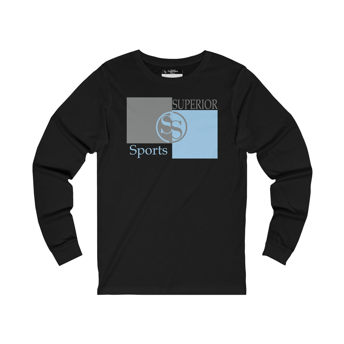 Men Long Sleeve Light Blue Gray Box SS Tee