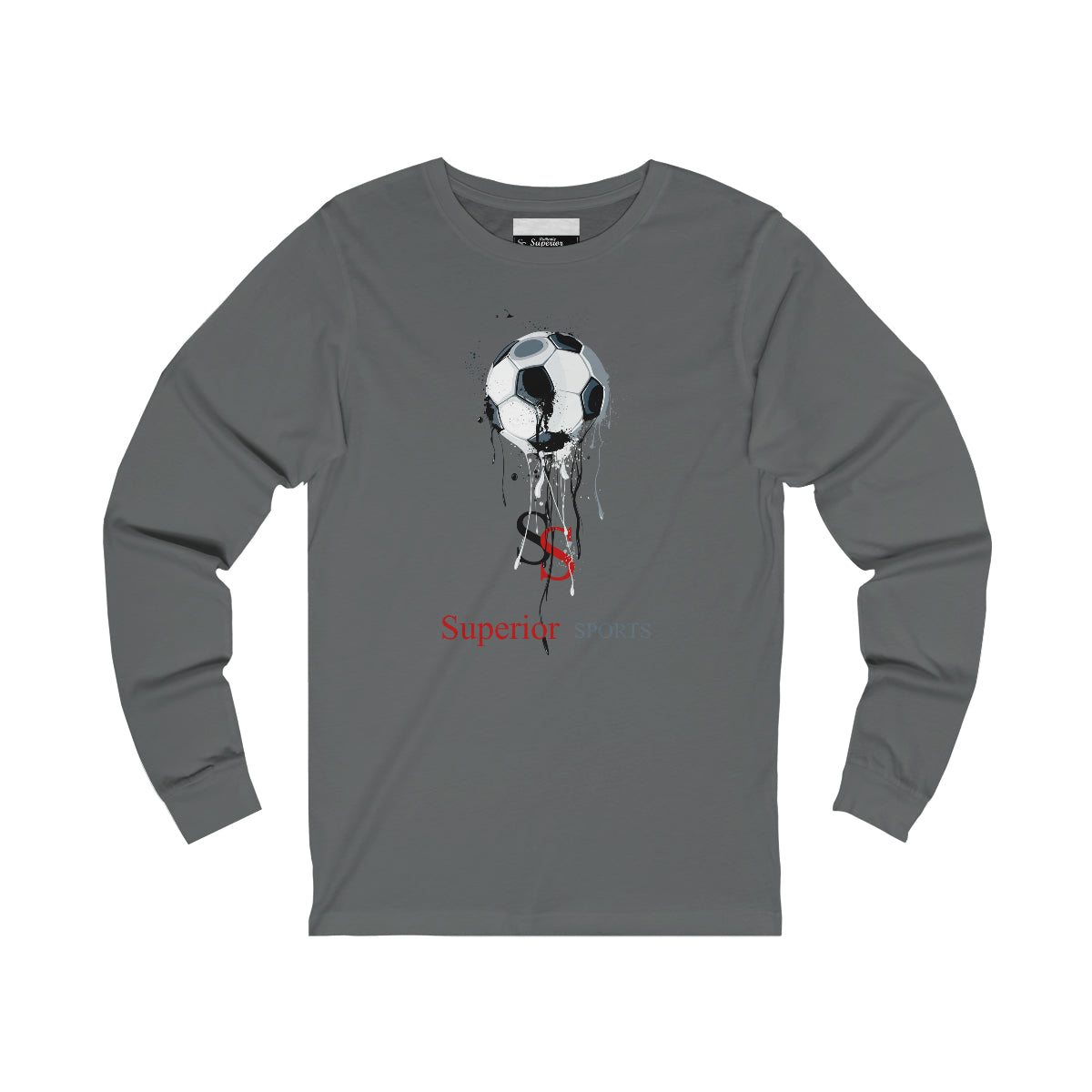Men Long Sleeve Soccer Ball 2 Drip Tee