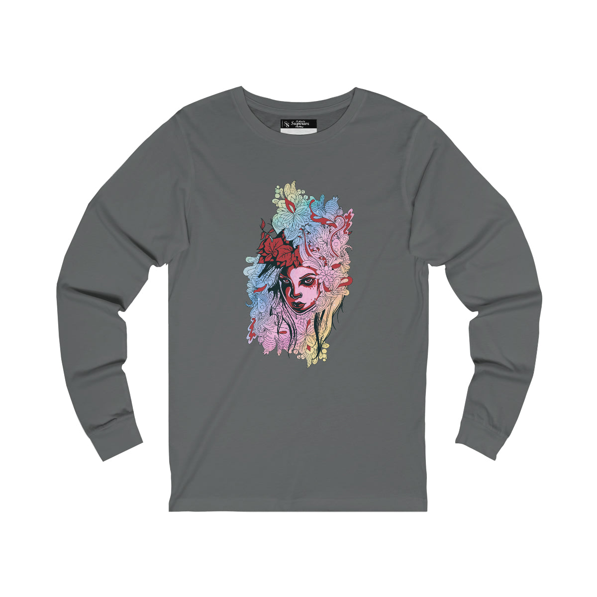 Ladies Long Sleeve Pink Flowerbead Tee