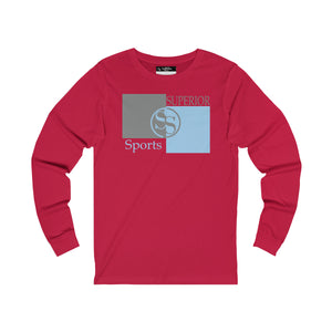 Men Long Sleeve Light Blue Gray Box SS Tee