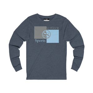 Men Long Sleeve Light Blue Gray Box SS Tee