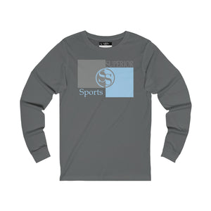 Men Long Sleeve Light Blue Gray Box SS Tee
