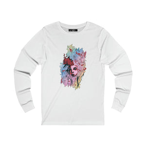 Ladies Long Sleeve Pink Flowerbead Tee