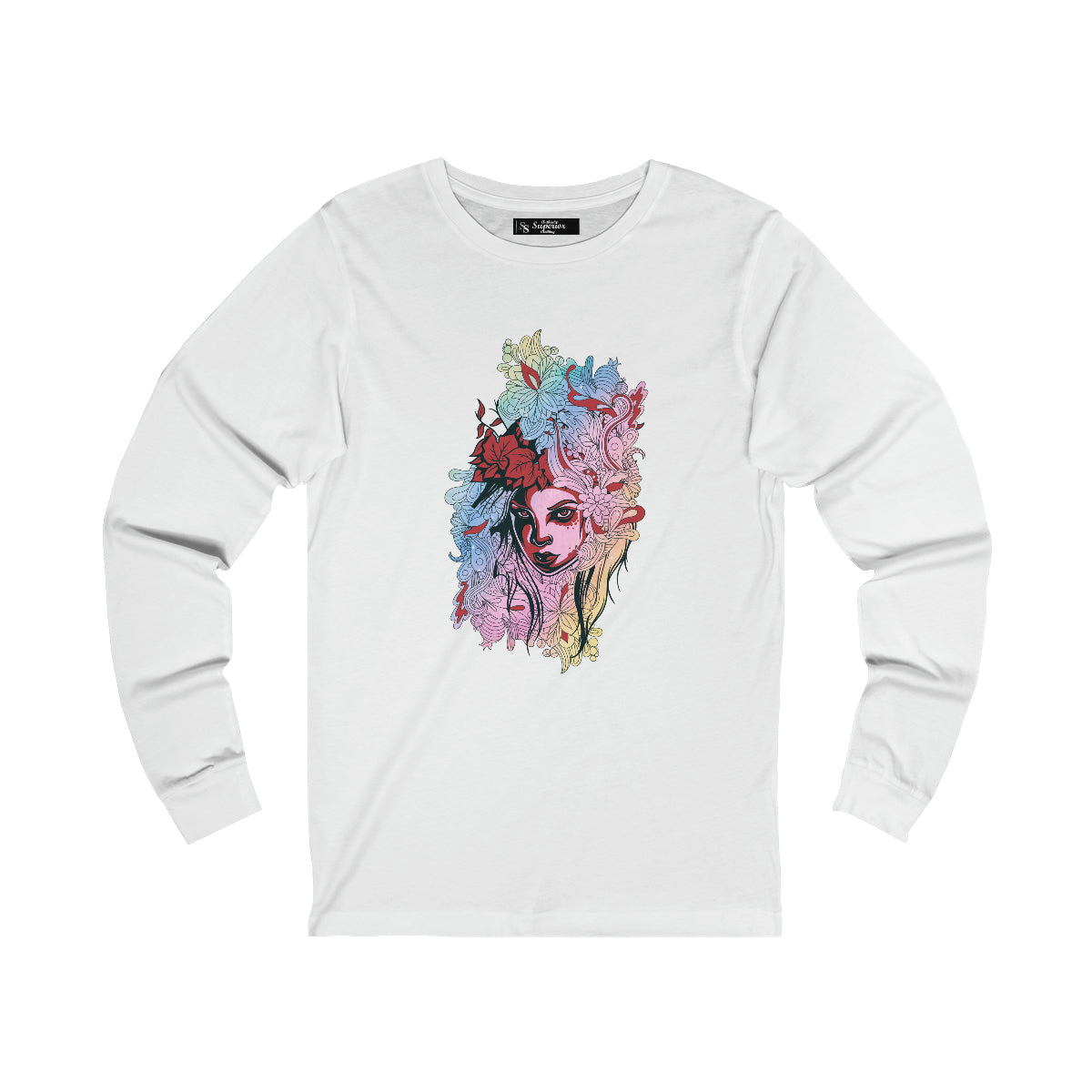 Ladies Long Sleeve Pink Flowerbead Tee