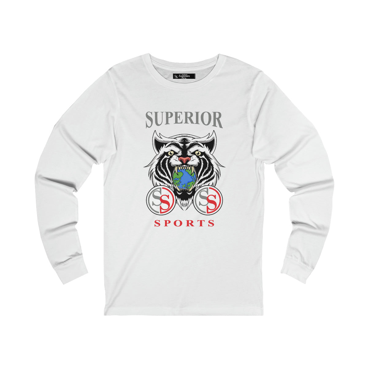 Men Long Sleeve White Tiger SS Tee