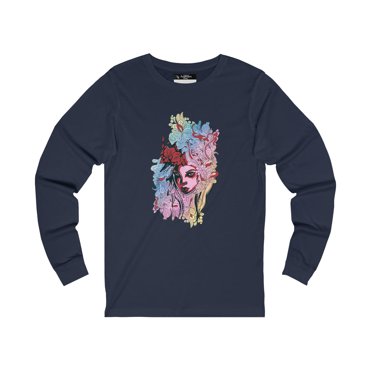 Ladies Long Sleeve Pink Flowerbead Tee