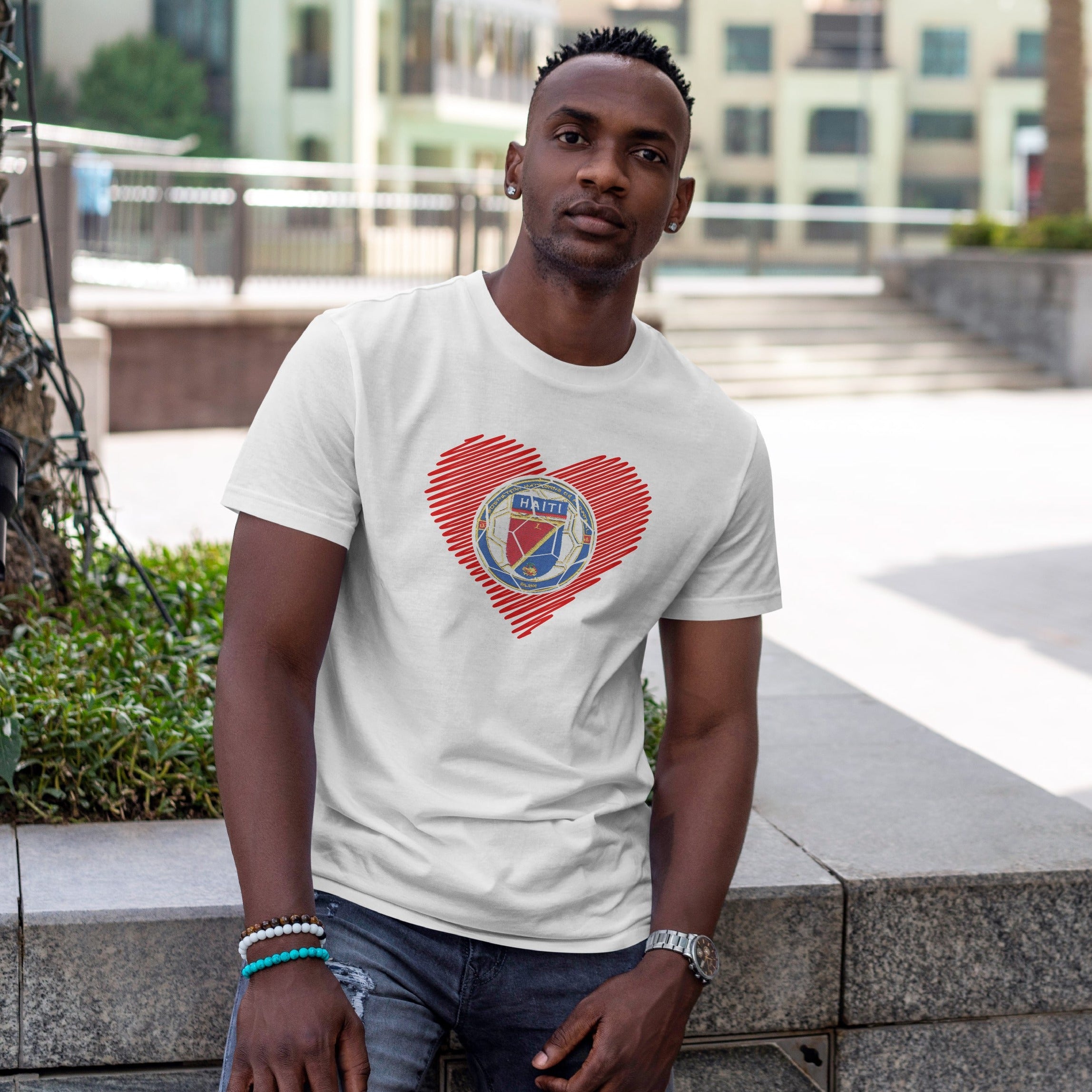 HAITI MEN'S SHORT SELEEVE TEE SHIRT WHITE