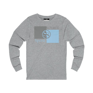 Men Long Sleeve Light Blue Gray Box SS Tee
