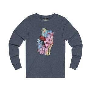 Ladies Long Sleeve Pink Flowerbead Tee