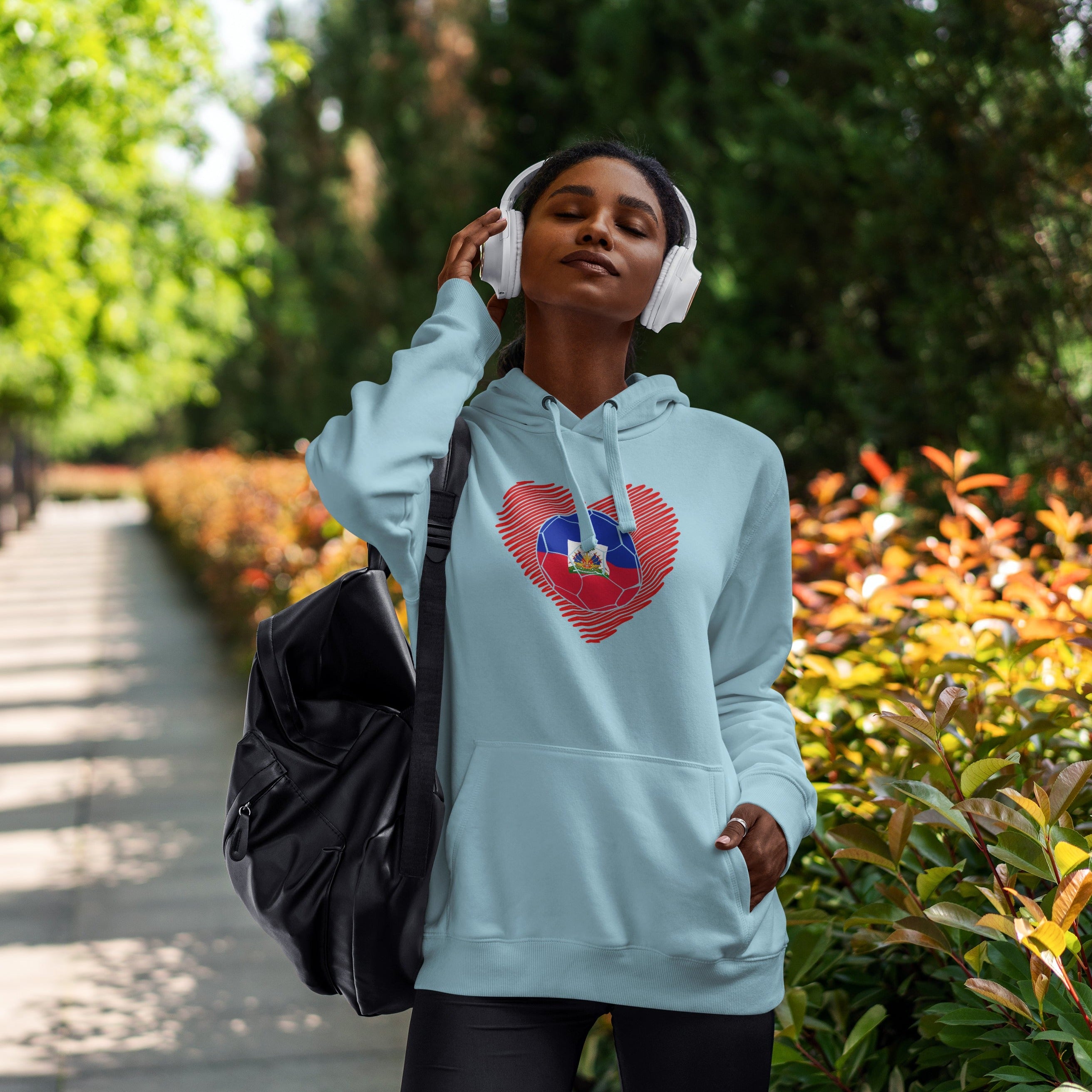 HAITI WOMEN HOODED SWEATSHIRT LIGHT-BLUE