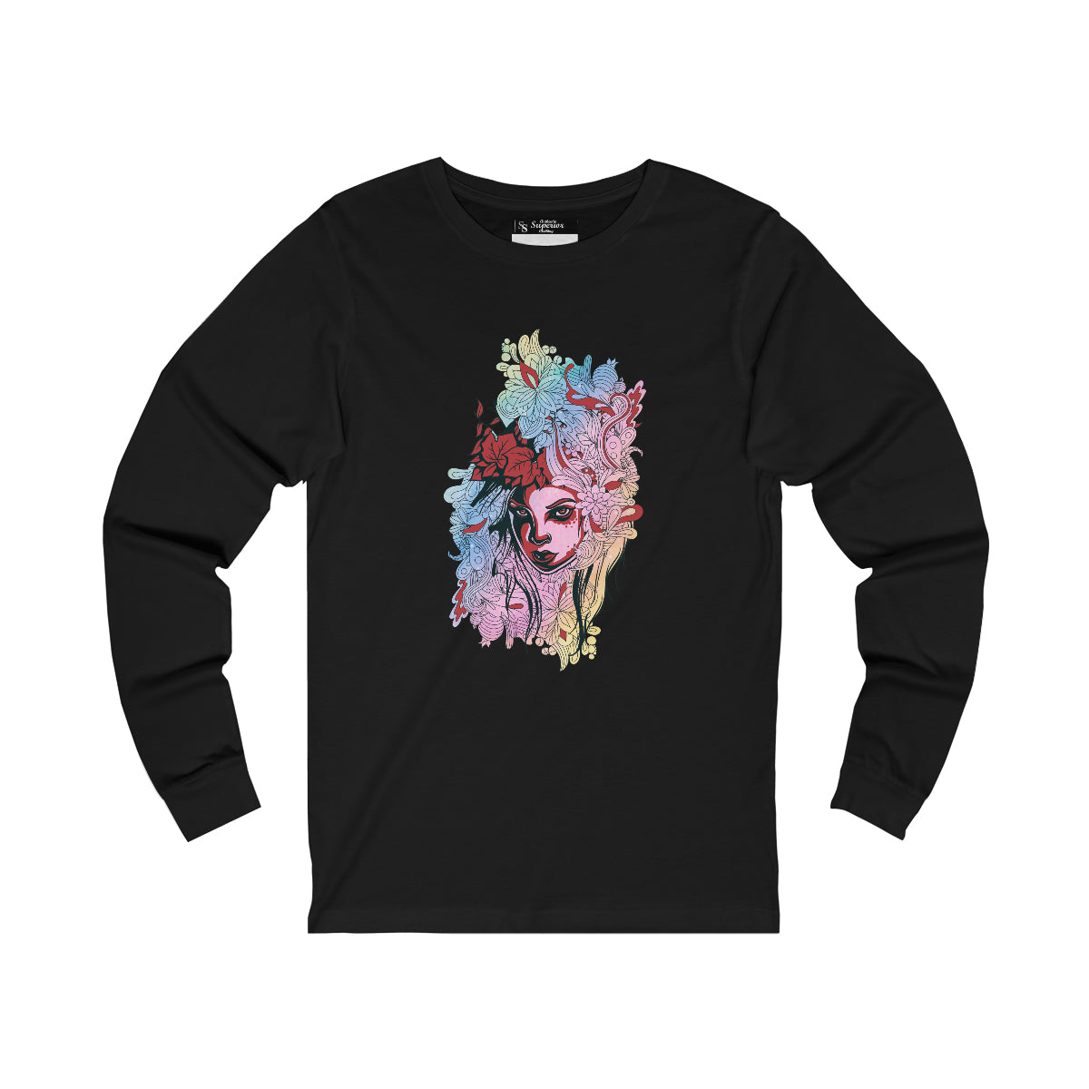 Ladies Long Sleeve Pink Flowerbead Tee